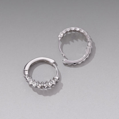 Hoop earrings set of two, 1.6cm pavé CZ hoops in sterling silver white gold plated by Bids.com on Tampa Home & Garden Store