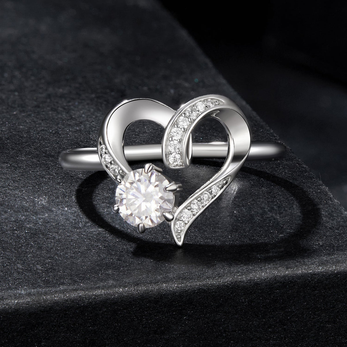 925 Sterling Silver Moissanite Heart Ring size 7 for Women by Bids.com on Tampa Home & Garden Store
