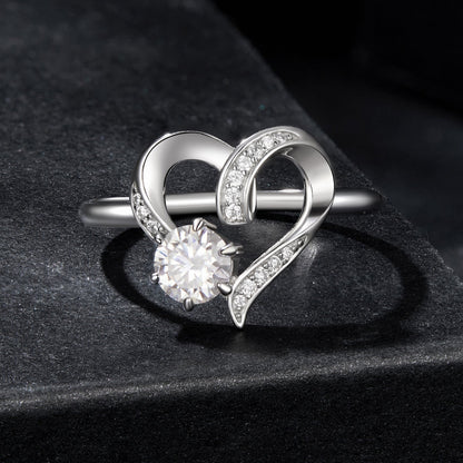 925 Sterling Silver Moissanite Heart Ring size 7 for Women by Bids.com on Tampa Home & Garden Store