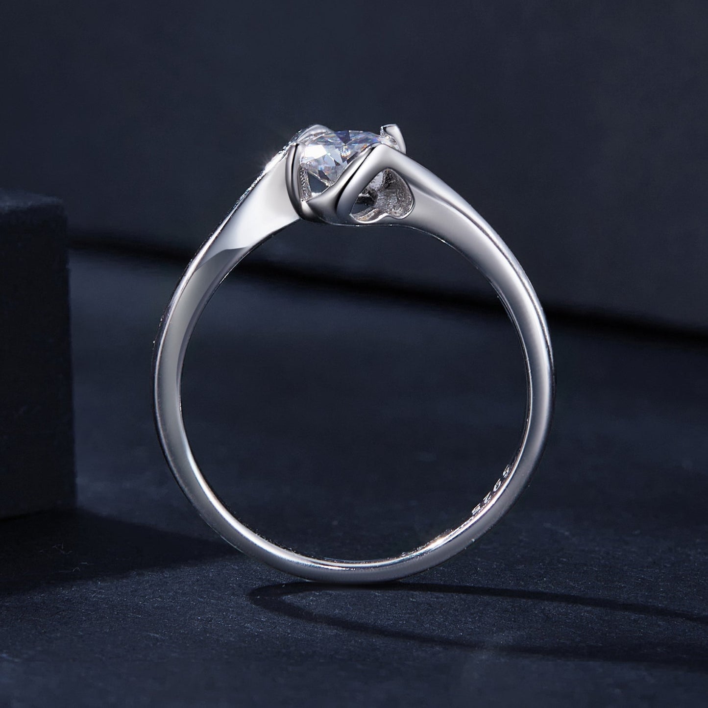 925 Sterling Silver 5mm Moissanite Ring for Women, sleek band with split-prong crown by Bids.com on Tampa Home & Garden Store