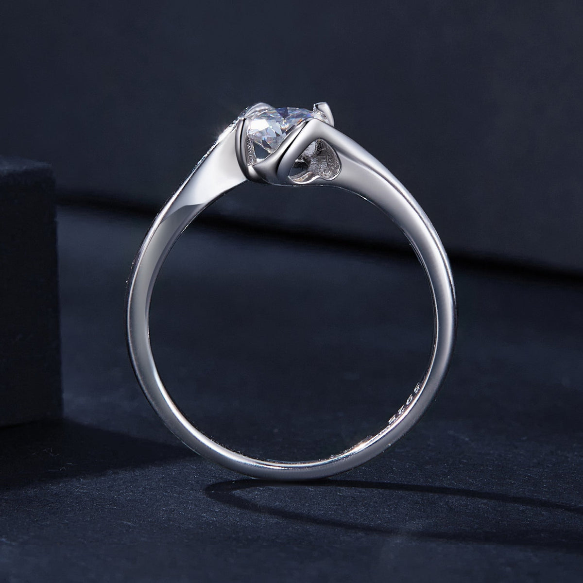 925 Sterling Silver 5mm Moissanite Ring for Women, sleek band with split-prong crown by Bids.com on Tampa Home & Garden Store