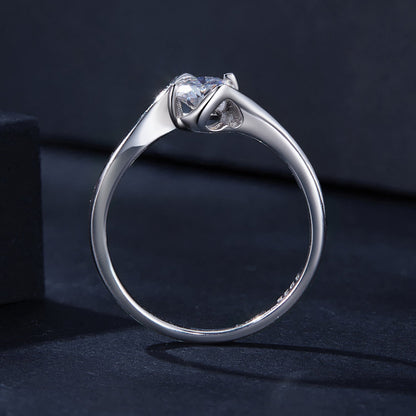 925 Sterling Silver 5mm Moissanite Ring for Women, sleek band with split-prong crown by Bids.com on Tampa Home & Garden Store