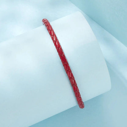 Bracelet red braided leather rope, 17cm length for women on Tampa Home & Garden Store