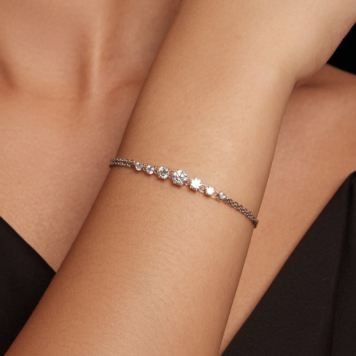 925 Sterling Silver 5mm Moissanite bracelet for women with stones on a delicate chain on Tampa Home & Garden Store