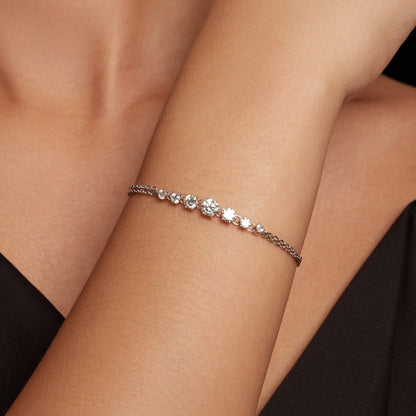 925 Sterling Silver 5mm Moissanite bracelet for women with stones on a delicate chain on Tampa Home & Garden Store