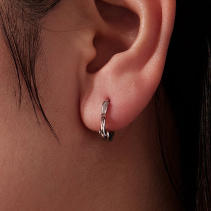Hoop earrings, 925 sterling silver plated white gold, small huggie style, by Bids.com on Tampa Home & Garden Store