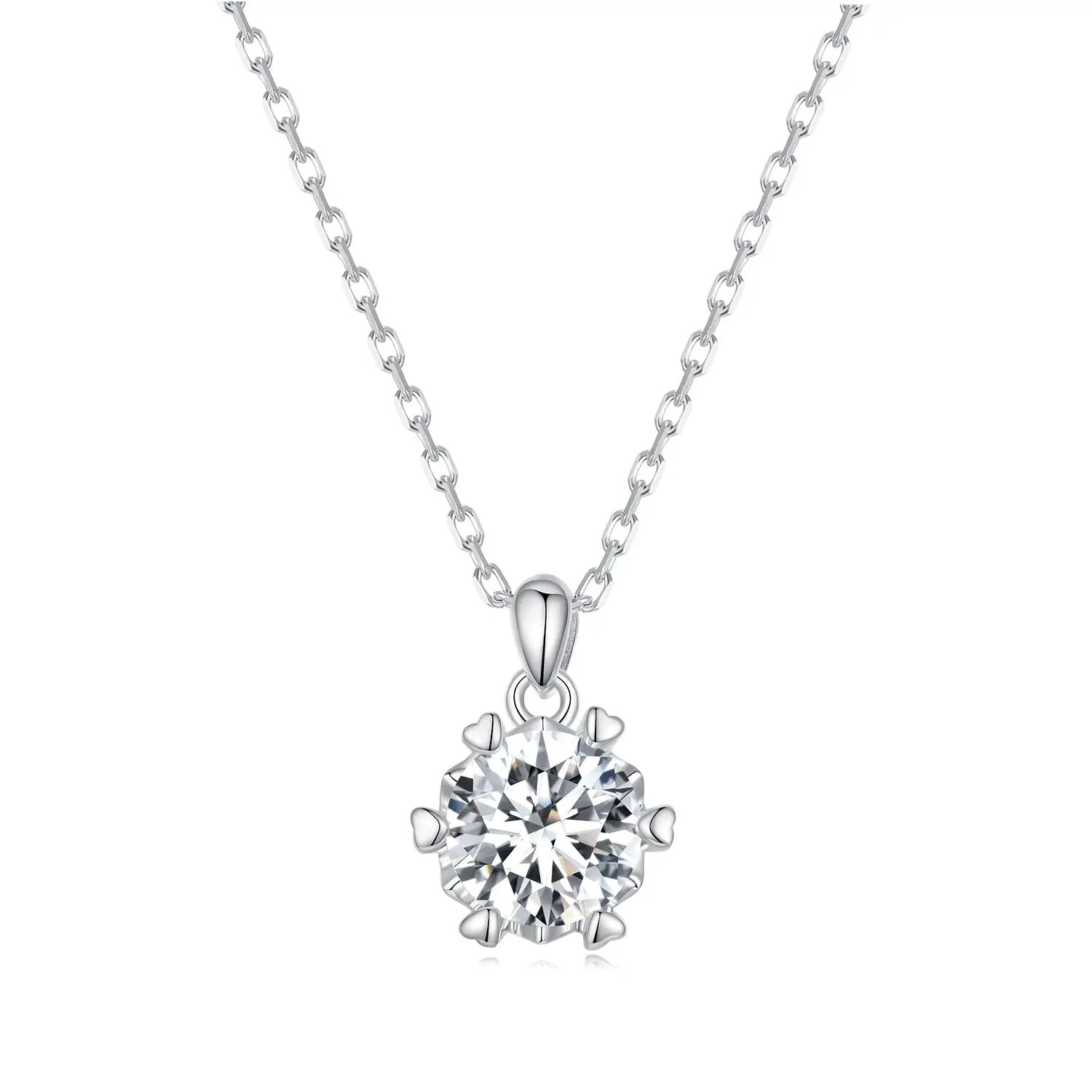 Sterling silver moissanite necklace with round pendant on a cable chain by Bids.com on Tampa Home & Garden Store