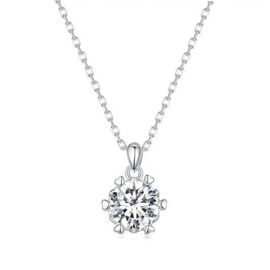 Sterling silver moissanite necklace with round pendant on a cable chain by Bids.com on Tampa Home & Garden Store