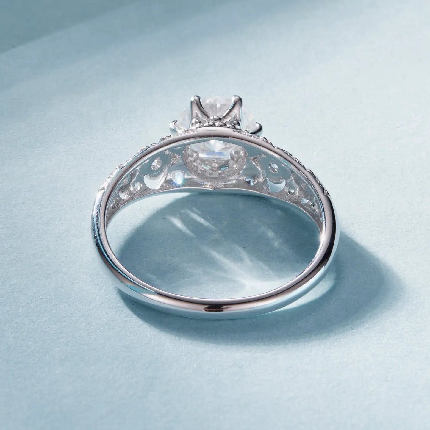 925 Sterling Silver Moissanite Ring 0.65ct size 6 with ornate filigree undergallery by Bids.com on Tampa Home & Garden Store