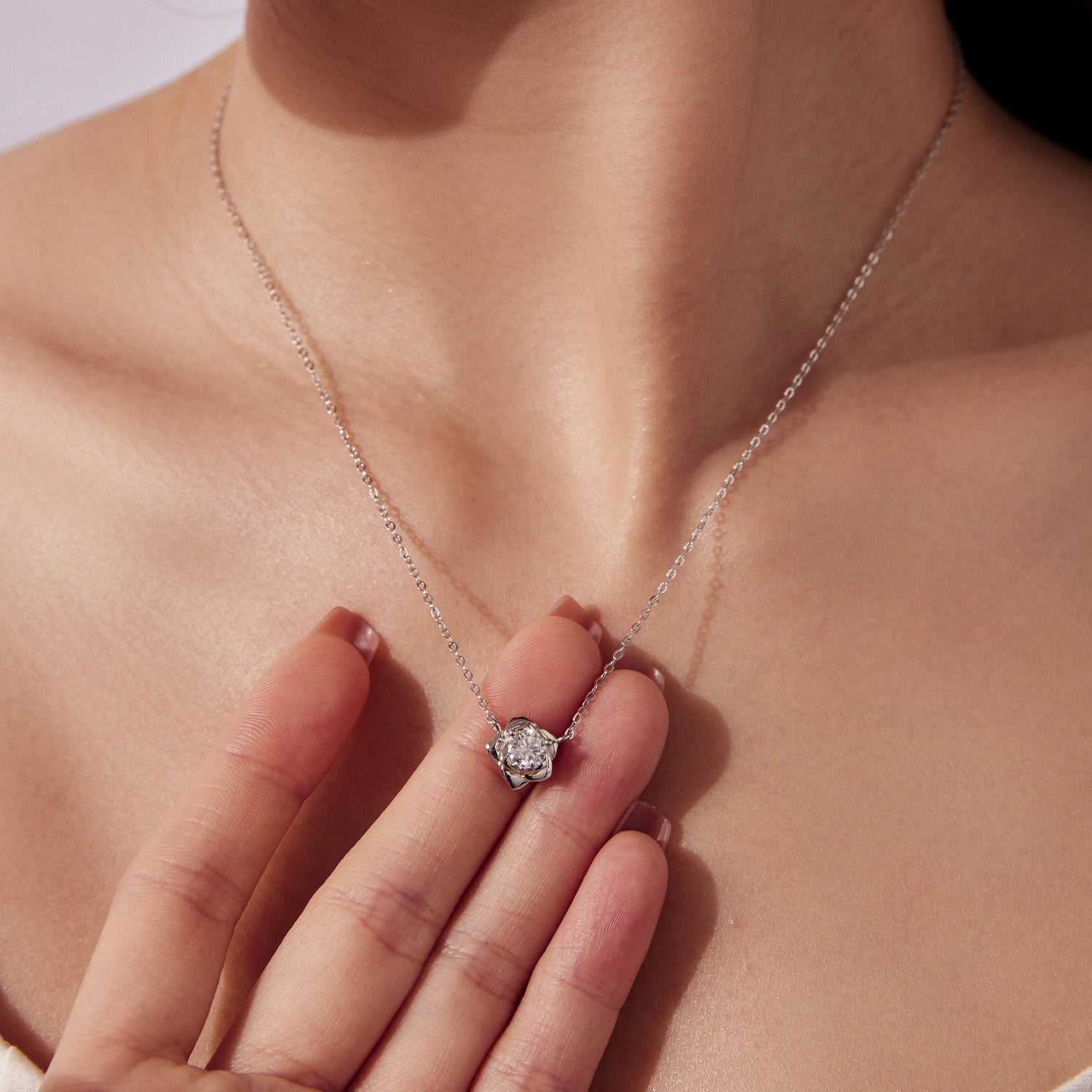 Necklace 925 Sterling Silver Moissanite pendant, 0.5ct, white gold plated, Bids.com on Tampa Home & Garden Store