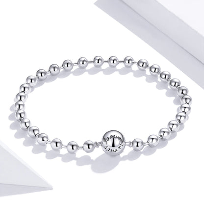Bracelet 17cm 925 sterling silver beads with oxidized and platinum plating, engraved disc on Tampa Home & Garden Store