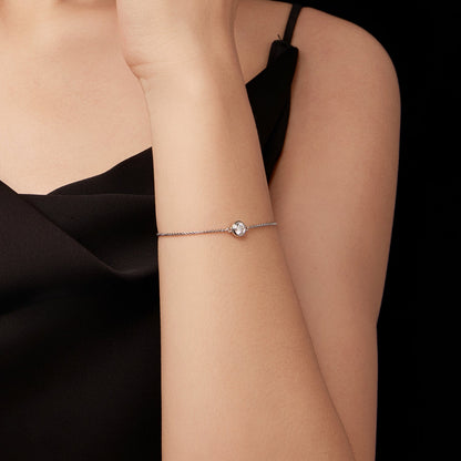 925 Sterling Silver 0.50ct Moissanite Bracelet for Women with bezel-set center stone on chain on Tampa Home & Garden Store