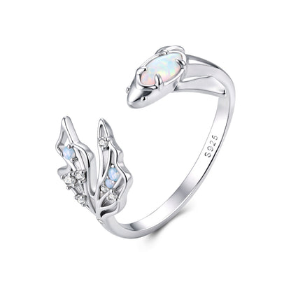 Ring 925 Sterling Silver white gold plated nano opal with CZ accents on Tampa Home & Garden Store