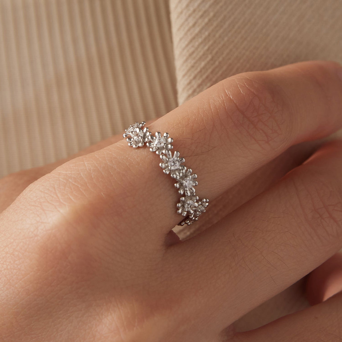 925 sterling silver moissanite ring size 7 with floral cluster band by Bids.com on Tampa Home & Garden Store
