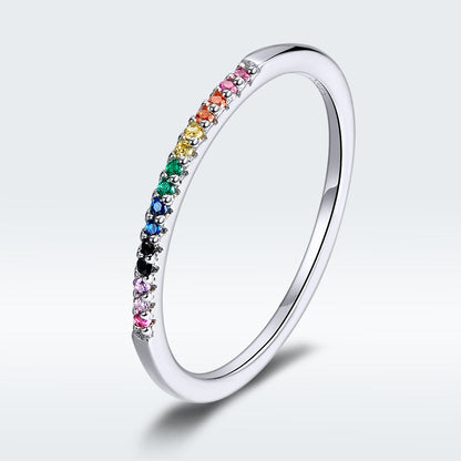 925 Sterling Silver Ring size 5 for women with rainbow stones along the slim band by Bids.com on Tampa Home & Garden Store