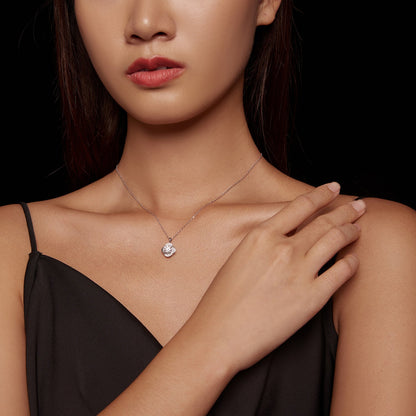 925 Sterling Silver Moissanite Round Pendant Necklace for Women, platinum plated, 39+5cm length on Tampa Home & Garden Store