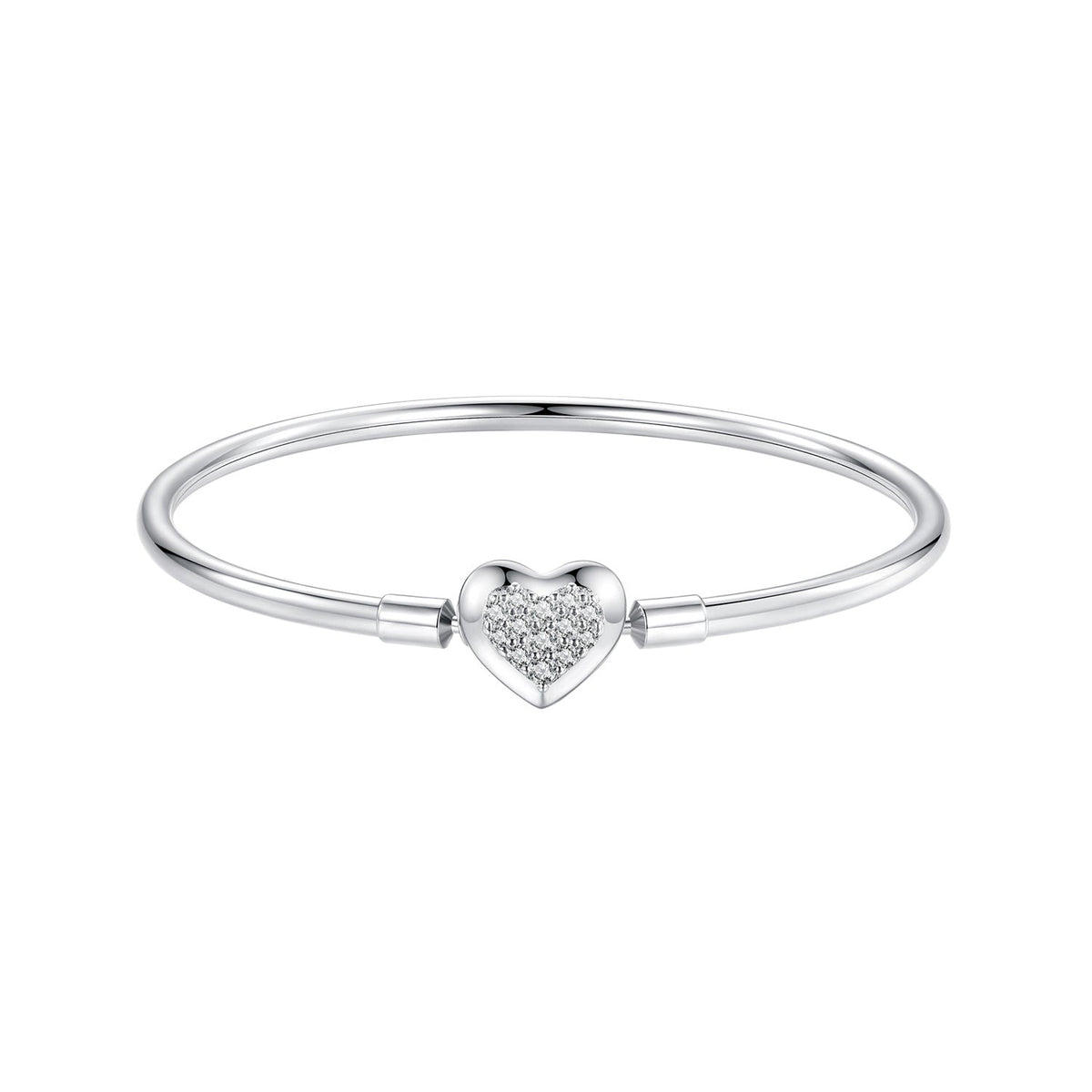 Bracelet Bids.com 925 sterling silver heart CZ charm, white gold plated, size 17 on Tampa Home & Garden Store