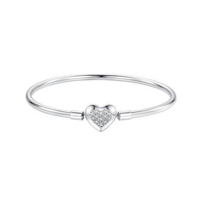 Bracelet Bids.com 925 sterling silver heart CZ charm, white gold plated, size 17 on Tampa Home & Garden Store