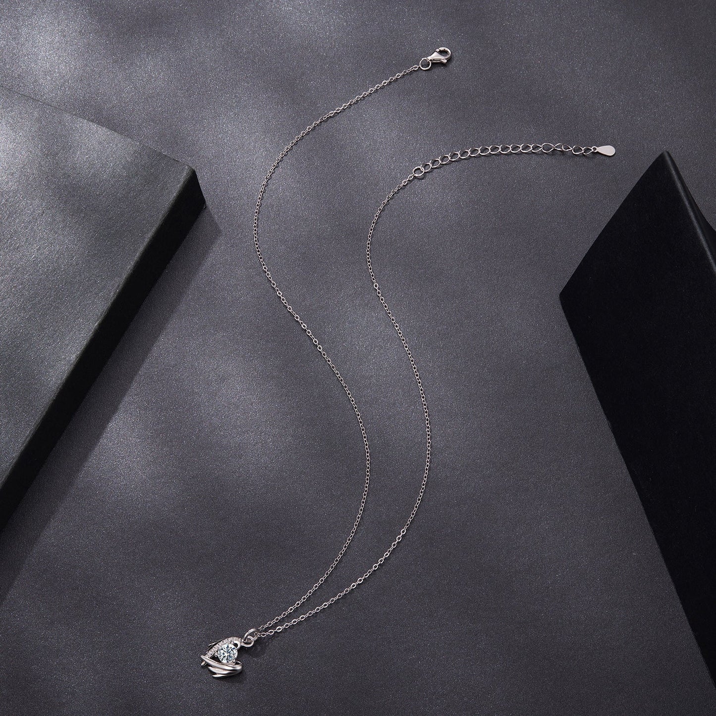 925 Sterling Silver Moissanite Necklace, white gold plated, 40+5cm length by Bids.com on Tampa Home & Garden Store