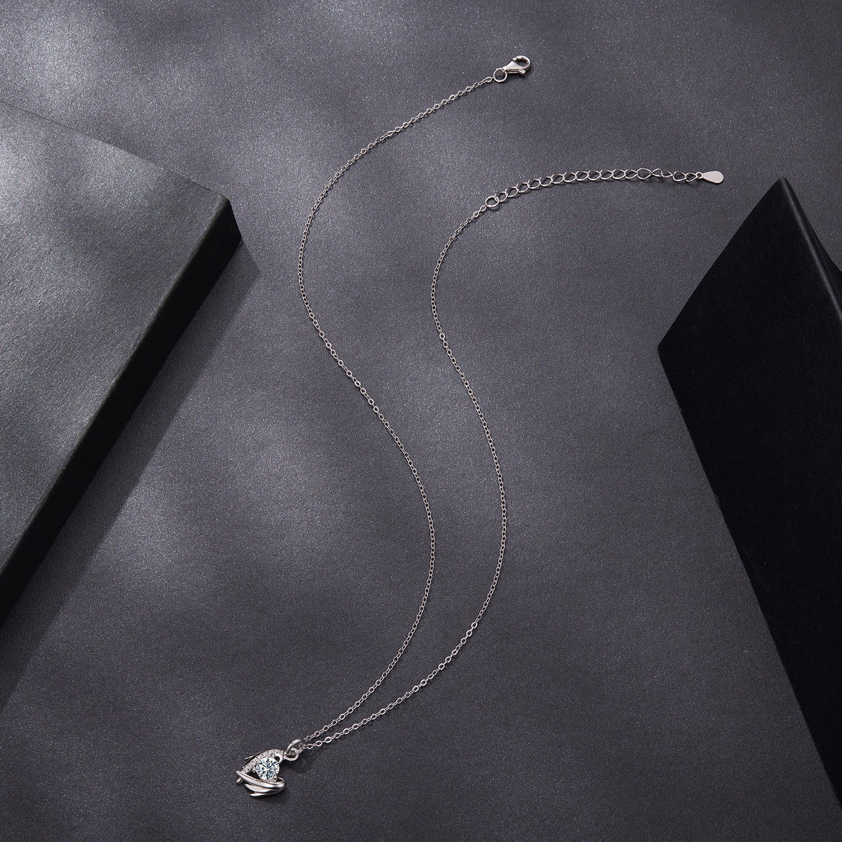 925 Sterling Silver Moissanite Necklace, white gold plated, 40+5cm length by Bids.com on Tampa Home & Garden Store