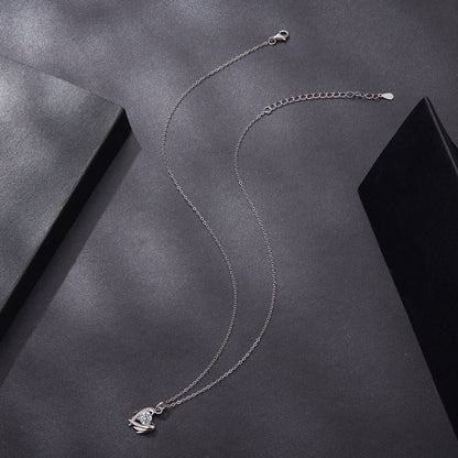 925 Sterling Silver Moissanite Necklace, white gold plated, 40+5cm length by Bids.com on Tampa Home & Garden Store