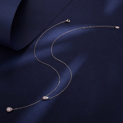 Necklace 925 sterling silver moissanite with three stone sizes on delicate chain by Bids.com on Tampa Home & Garden Store