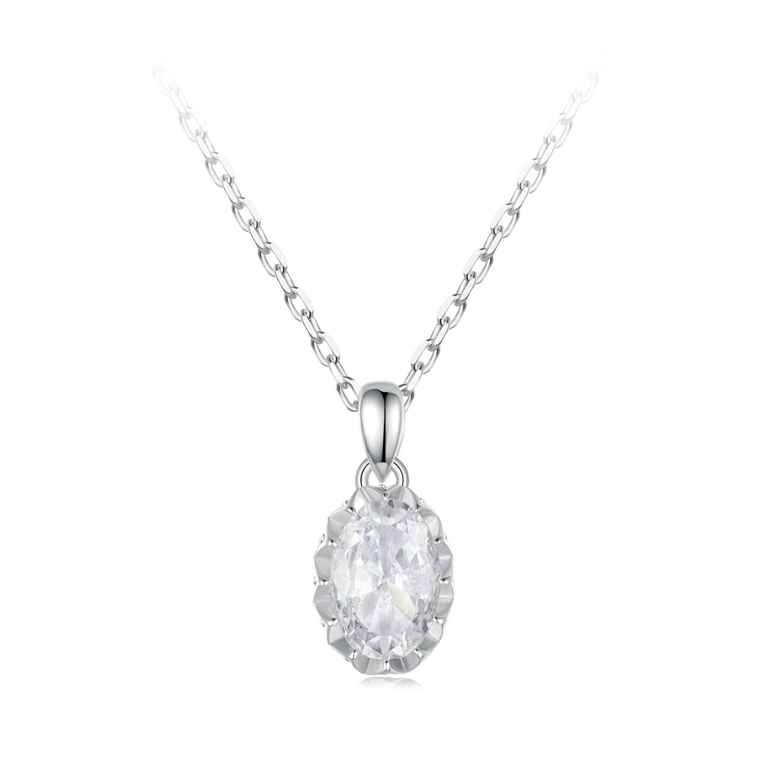 925 Sterling Silver 1 Carat Moissanite pendant necklace with pave setting 400mm chain on Tampa Home & Garden Store