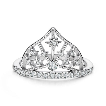 Ring, 925 Sterling Silver White Gold Plated Pavé CZ, tiara motif, size 6, by Bids.com on Tampa Home & Garden Store