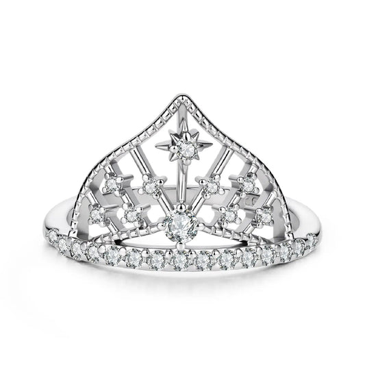 Ring, 925 Sterling Silver White Gold Plated Pavé CZ, tiara motif, size 6, by Bids.com on Tampa Home & Garden Store