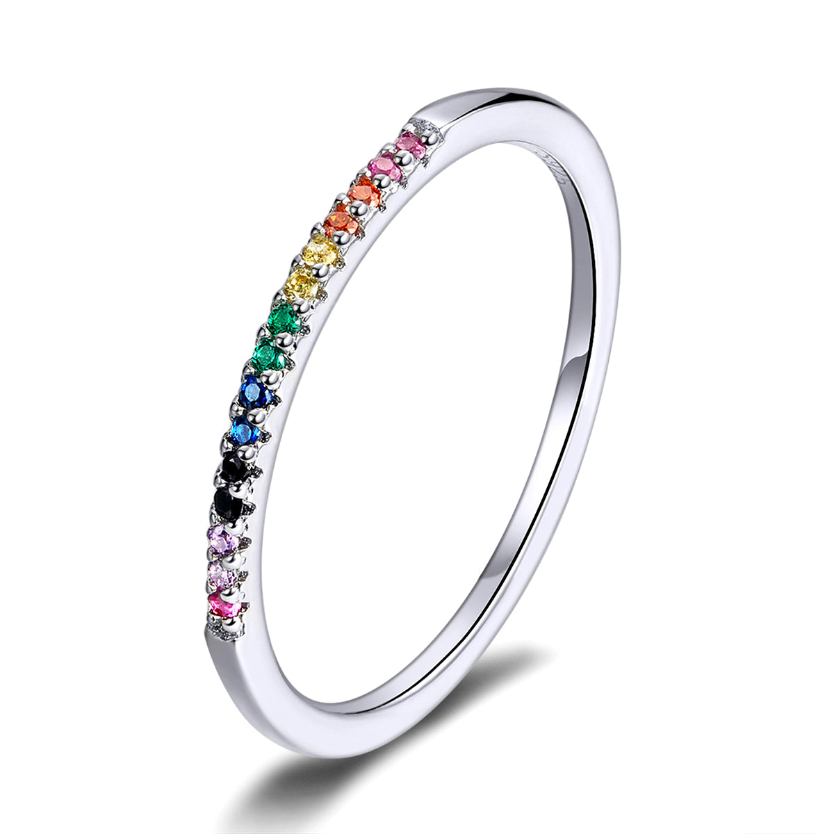 Ring 925 sterling silver rainbow gemstone band for women, size 5.0, Bids.com on Tampa Home and Garden Store