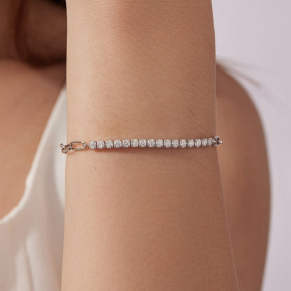 Bracelet 925 sterling silver moissanite, white gold tone, 21cm length, by Bids.com on Tampa Home & Garden Store