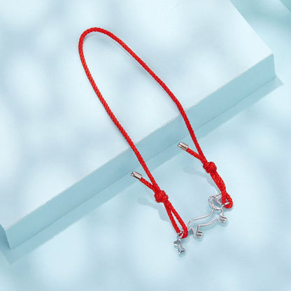 Bracelet 925 silver red cotton cord adjustable with bone charms by Bids.com on Tampa Home & Garden Store