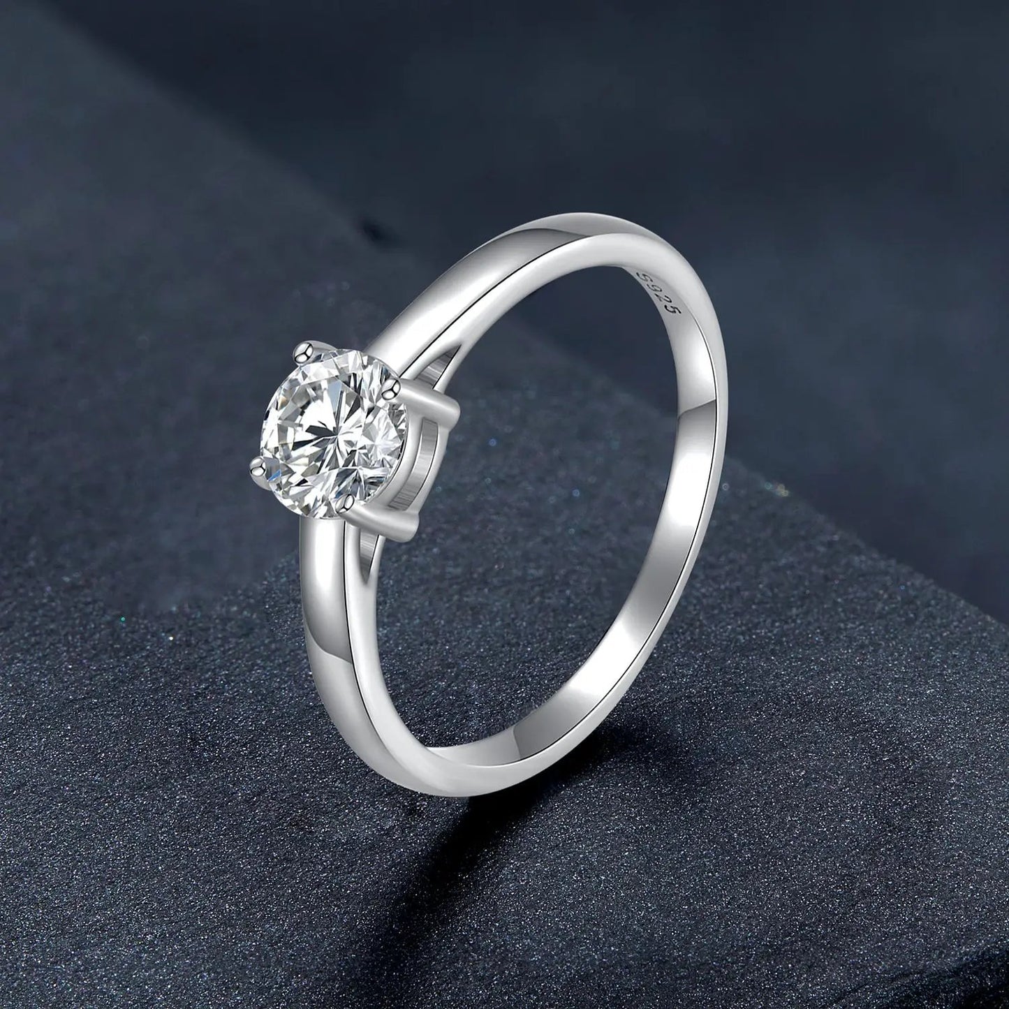 Rings 925 sterling silver moissanite ring with a 0.6ct round center stone, size 6 for women on Tampa Home & Garden Store