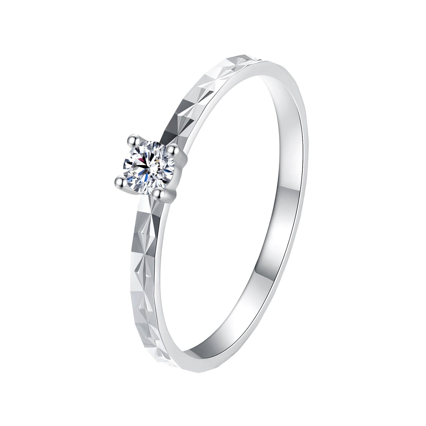 925 Sterling Silver Moissanite Ring, white gold plated, solitaire round stone, size 6 on Tampa Home & Garden Store