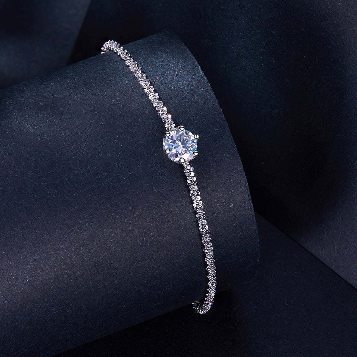925 Sterling Silver 1 Carat Moissanite Bracelet with a center stone and pavé band by Bids.com on Tampa Home & Garden Store