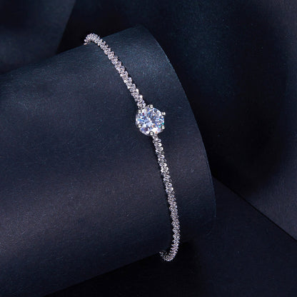 925 Sterling Silver 1 Carat Moissanite Bracelet with a center stone and pavé band by Bids.com on Tampa Home & Garden Store
