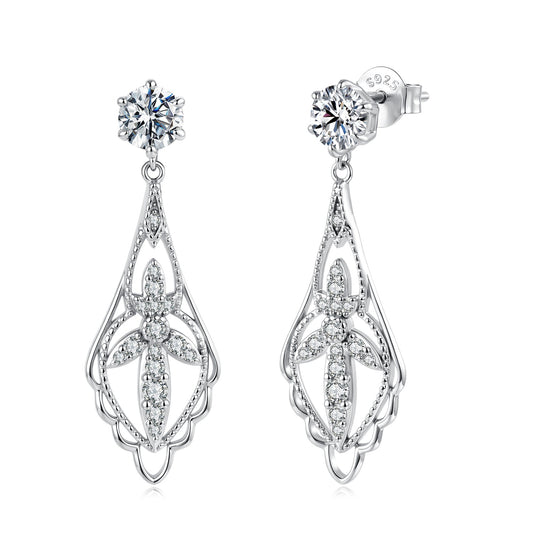 Earrings 925 Sterling Silver Moissanite with White Gold Plating, 0.50ct, pair on Tampa Home & Garden Store