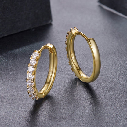 Gold-plated sterling silver hoop earrings, 1.6cm, with moissanite stones, by Bids.com on Tampa Home & Garden Store