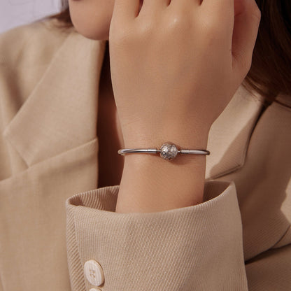 Bracelet 925 Sterling Silver Pavé CZ with White Gold Plating, size 17 worn on wrist on Tampa Home & Garden Store