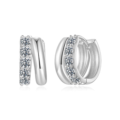Sterling silver moissanite hoop earrings 0.06ct, white gold plated, by Bids.com on Tampa Home & Garden Store