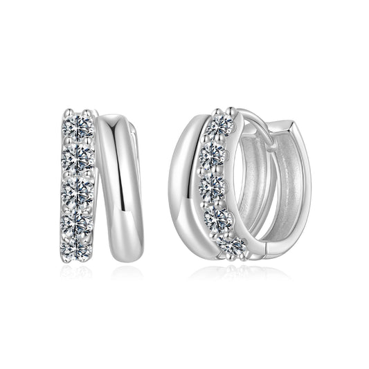Sterling silver moissanite hoop earrings 0.06ct, white gold plated, by Bids.com on Tampa Home & Garden Store