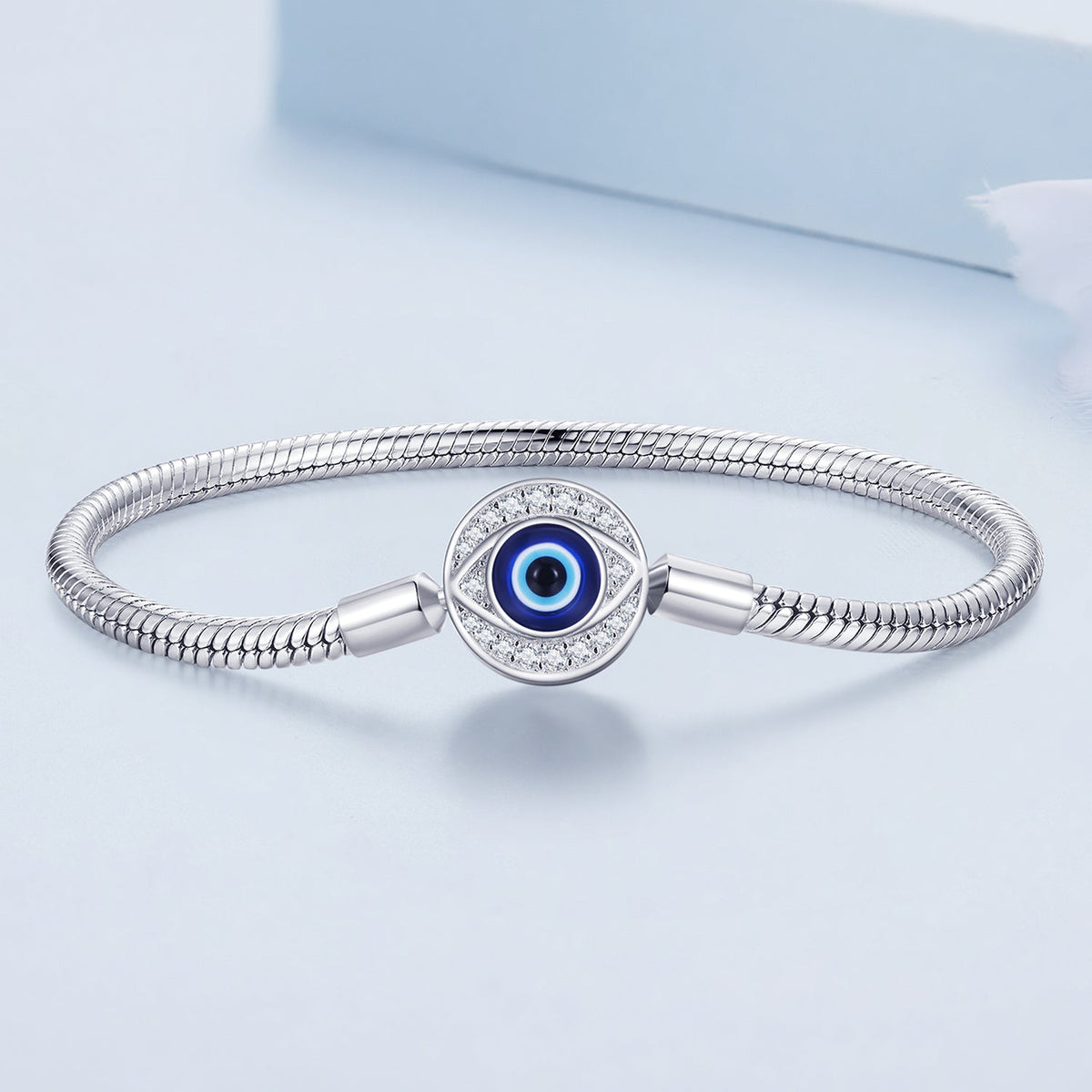 Bracelet 925 Sterling Silver with CZ & Resin evil-eye centerpiece, size 17.0, Bids.com on Tampa Home & Garden Store