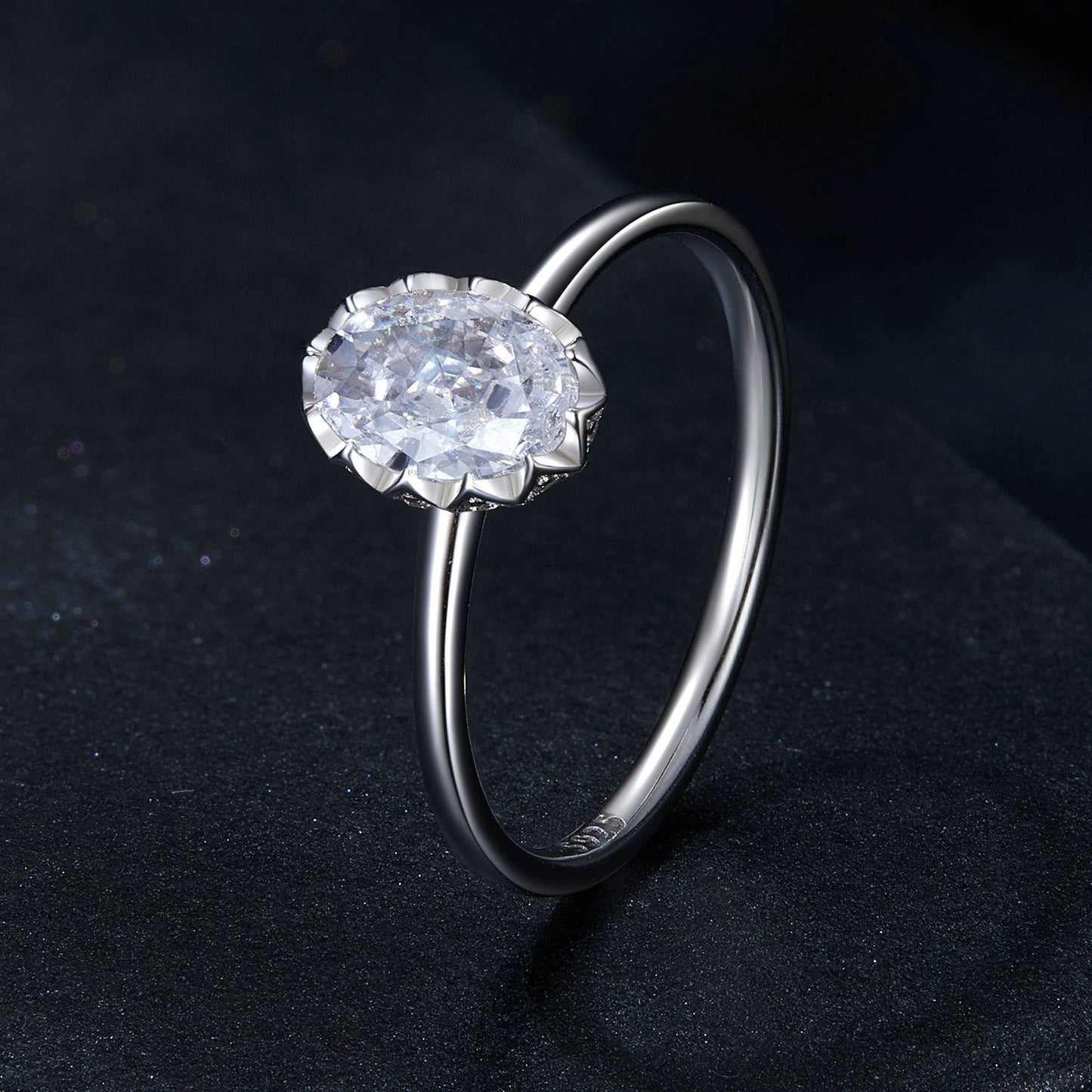 Ring 925 Sterling Silver moissanite 1ct center stone, 1.6mm band, size 6 women by Bids.com on Tampa Home & Garden Store