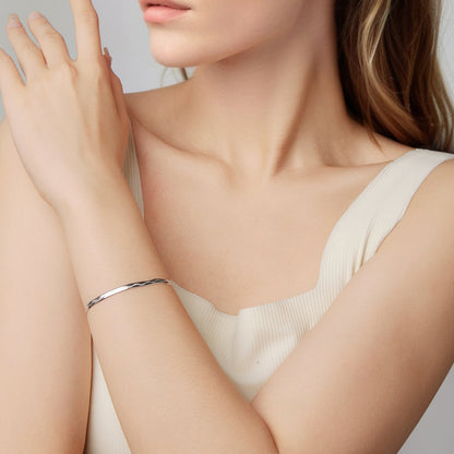 Bracelet 925 Sterling Silver Plated White Gold unisex twisted bangle by Bids.com on Tampa Home & Garden Store