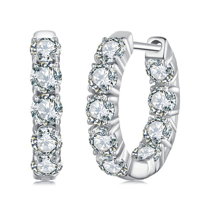 925 sterling silver moissanite hoop earrings with white gold plating and round stones on Tampa Home & Garden Store