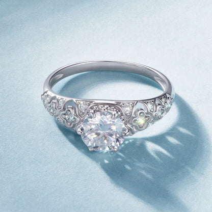 Ring 0.65ct moissanite in 925 sterling silver, ornate floral filigree band, size 6, by Bids.com on Tampa Home & Garden Store