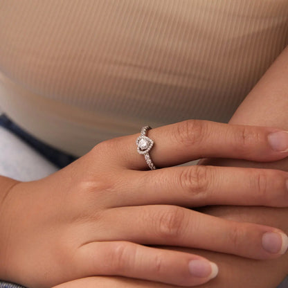 925 Sterling Silver Moissanite Heart Ring for Women, size 6, pavé halo, by Bids.com on Tampa Home & Garden Store
