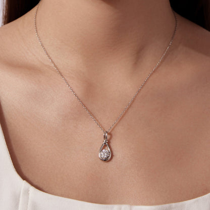 Necklace 925 Sterling Silver 1 Carat Moissanite pendant in white gold teardrop setting on Tampa Home & Garden Store
