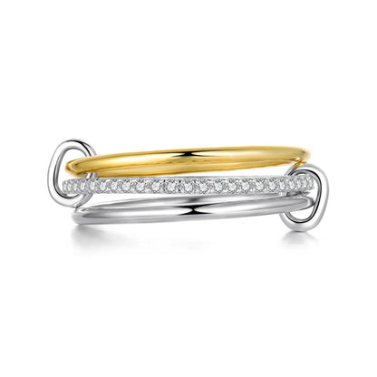 925 Sterling Silver Moissanite Ring 0.005ct Size 6; top yellow gold band with pavé stones on Tampa Home & Garden Store