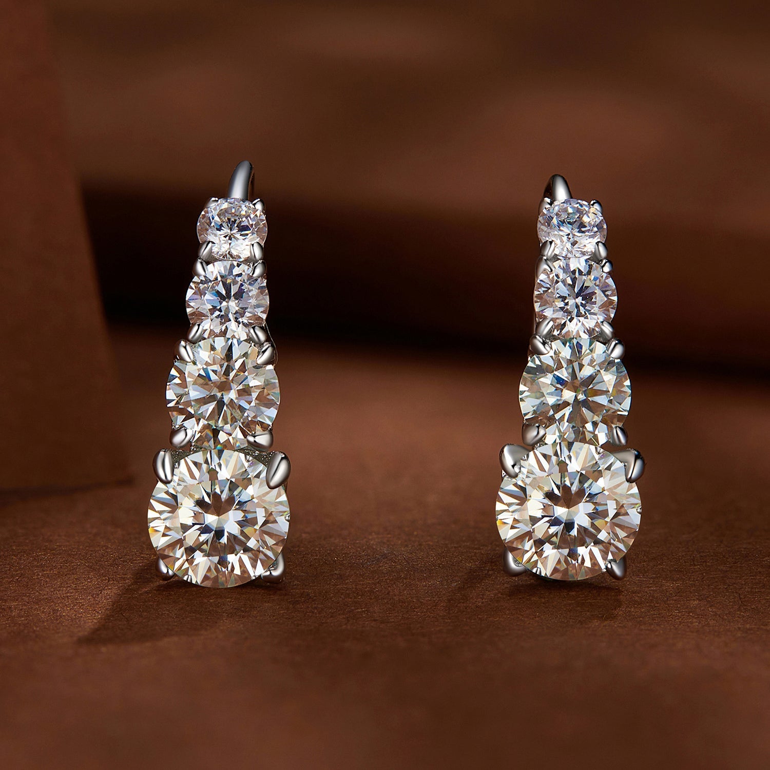 Moissanite drop earrings in S925 sterling silver with three rounds per earring by Bids.com on Tampa Home & Garden Store